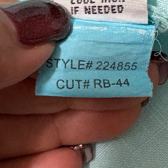 100%linen aqua blue ruffle button up tunic. 3/4 sleeve,  split hem. - Picture 16 of 16